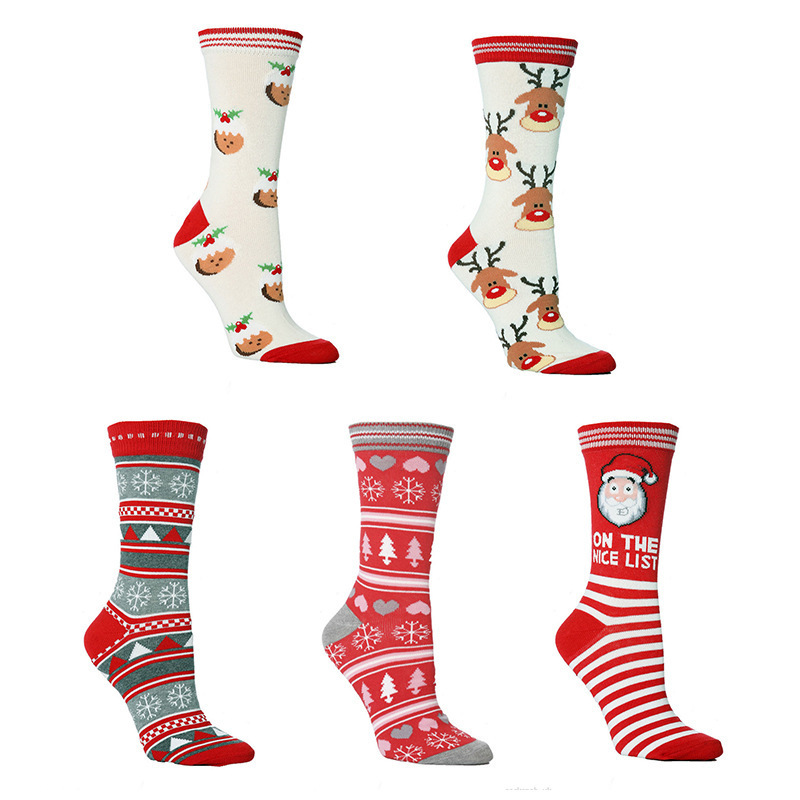 European and American hot selling foreign trade women's fashion Christmas socks elk men's and women's stockings cotton socks mid-calf length socks Halloween socks fashion