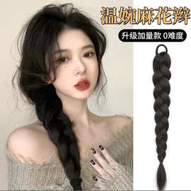 自然辫子发黑色麻花棕编假发酷俏女高辫可扎拳击辫甜麻花马尾