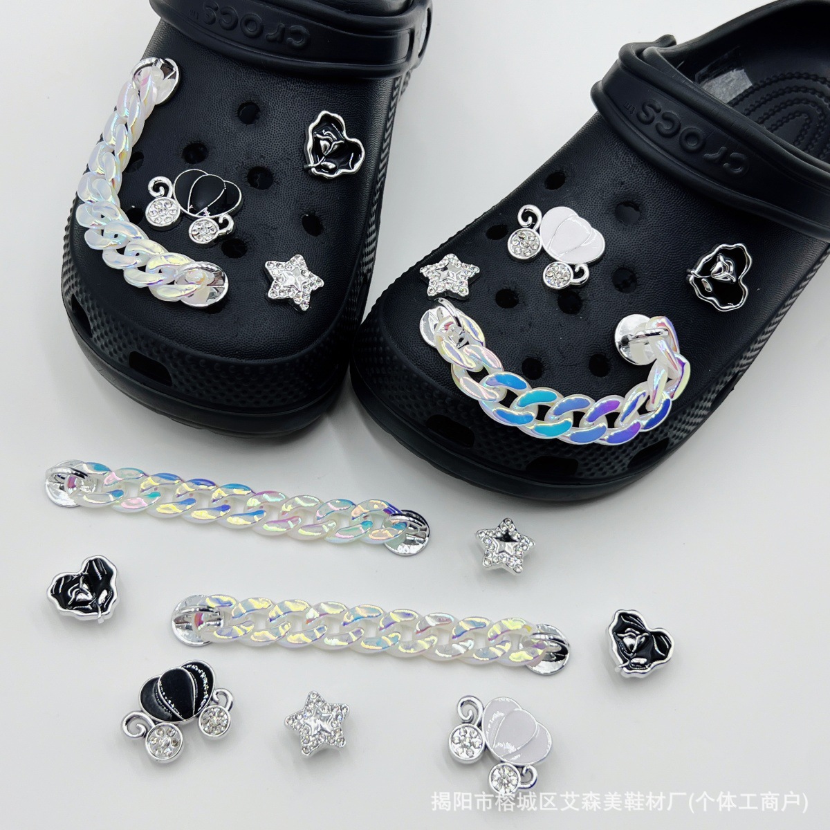 Estrellas plateadas ajuste agujero agujero perdido zapatos decorativos accesorios DIY extraíbles accesorios de flores hebillas de zapatos accesorios tridimensionales