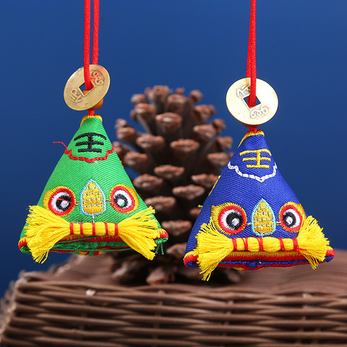 Dragon Boat Festival colorful rope hanging tiger sachet ethnic style antique embroidered sachet pendant Dragon Boat Festival jewelry wholesale