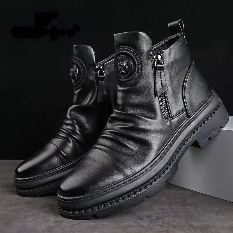 2025 Autumn New High-Top Men's Shoes European Style Men's Boots Versatile Zipper Shoes Korean Style Martin Boots Men's Casual Shoes 2025 Autumn New High-Top Men's Shoes European Style Men's Boots Versatile Zipper Shoes Korean Style Martin Boots Men's Casual Shoes