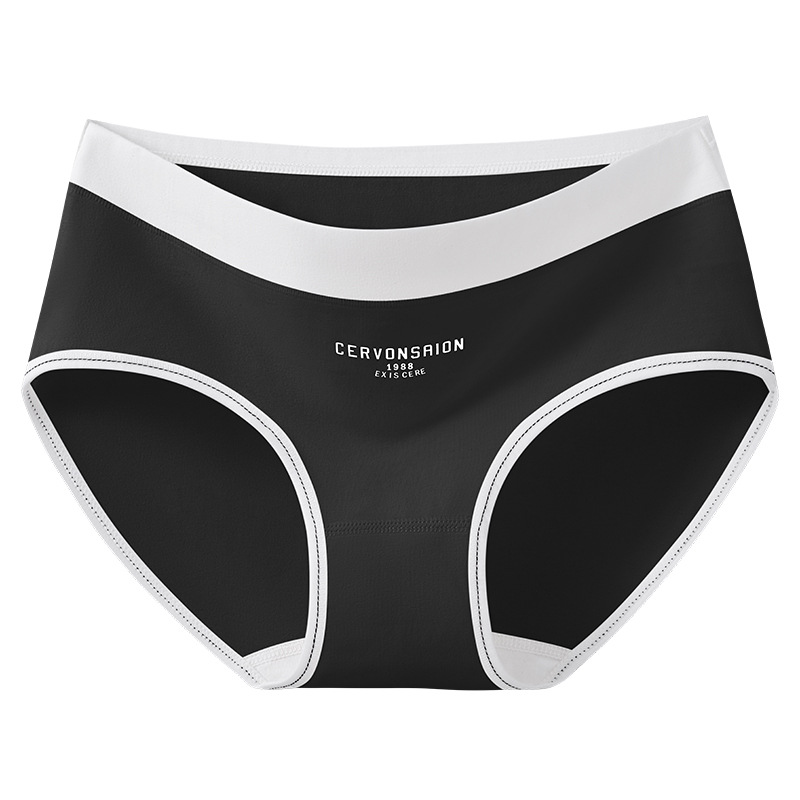 Una categoría de ropa interior de algodón Xinjiang color de contraste ropa interior de cintura media de alto rebote ácido poliláctico entrepierna antibacteriano estilo deportivo ropa interior triangular para mujer