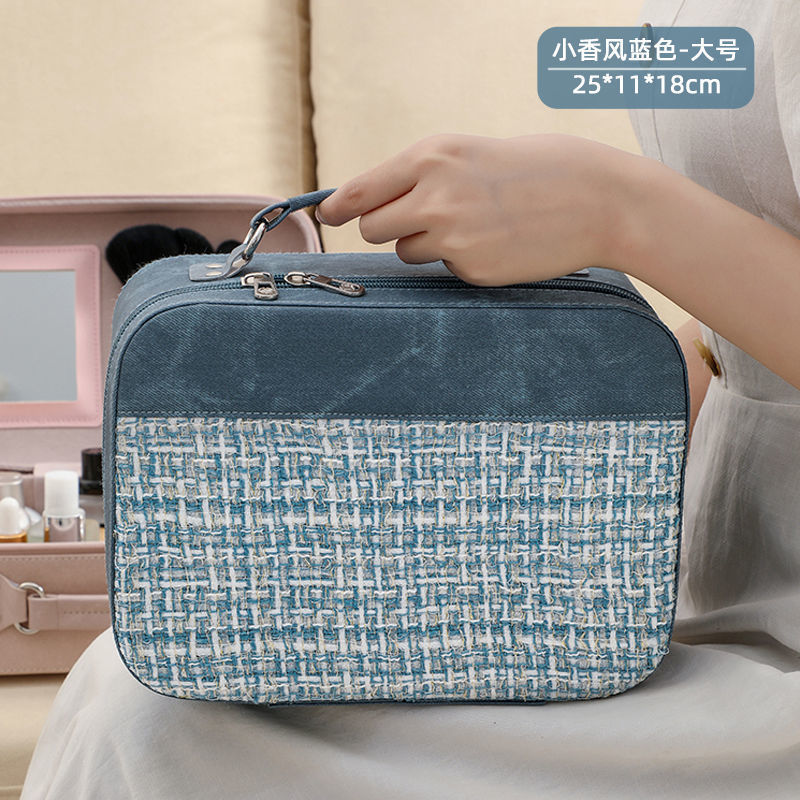 Bolsa de cosméticos de cuero caja de almacenamiento de gran capacidad para mujeres caja de cosméticos Portátil Bolsa de almacenamiento de cosméticos de alta apariencia al por mayor