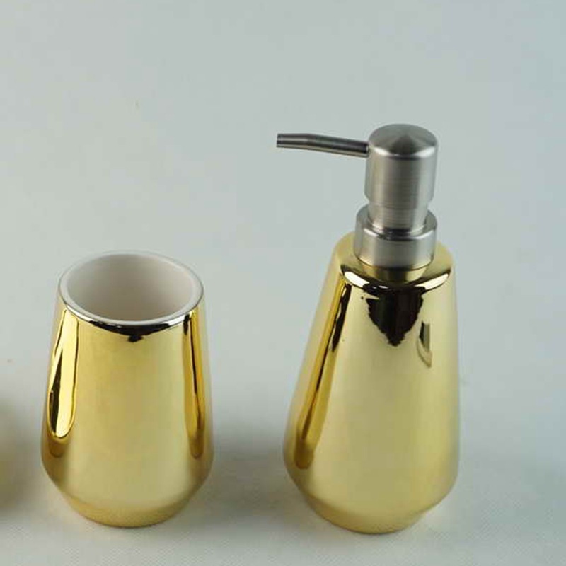 Creativa cerámica galvanoplastia dorada botella de desinfectante de manos cerámica para el hogar botella de gel de ducha loción cerámica botella de subenvasada personalizada
