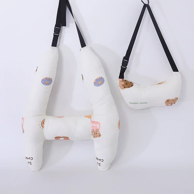 Pillow, Dual-Purpose Cotton, Breathable, Headrest - beige-bear-head-support-high-70-width-55cm