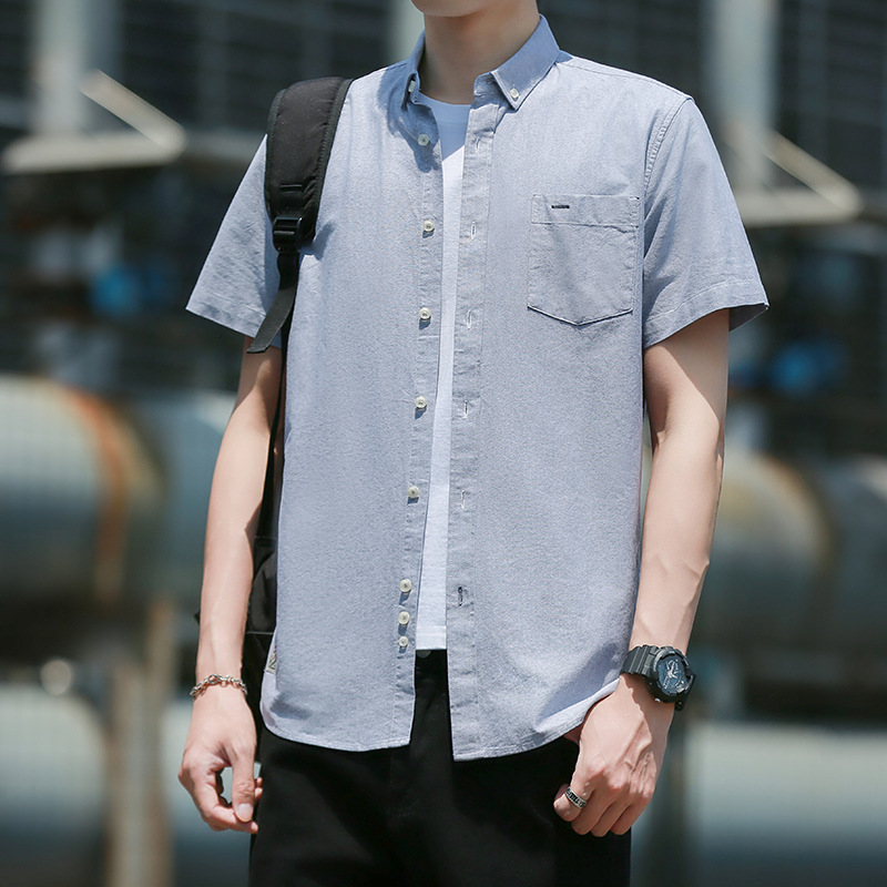 Cotton summer thin trend solid color shirt
