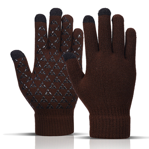 Cross-border direct supply of winter warm fleece gloves for men and women, European and American large size woolen thickened knitted touch screen gloves