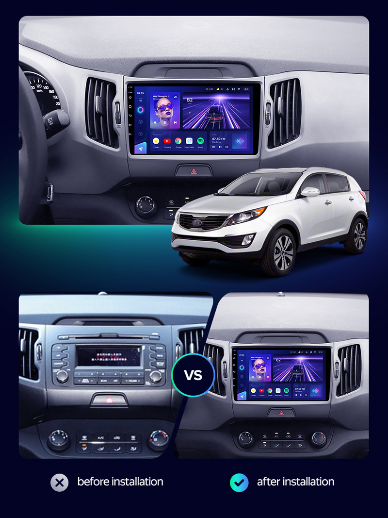 Suitable for 10-16 Model Kia Sportage Car with Carplay Android Large Screen Dvd Navigator Gps Navigation All-In-One Device