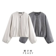 アマゾン越境貿易 欧米ファッション za 秋冬新作 ストリートファッション ソフトジッパー ジャケット