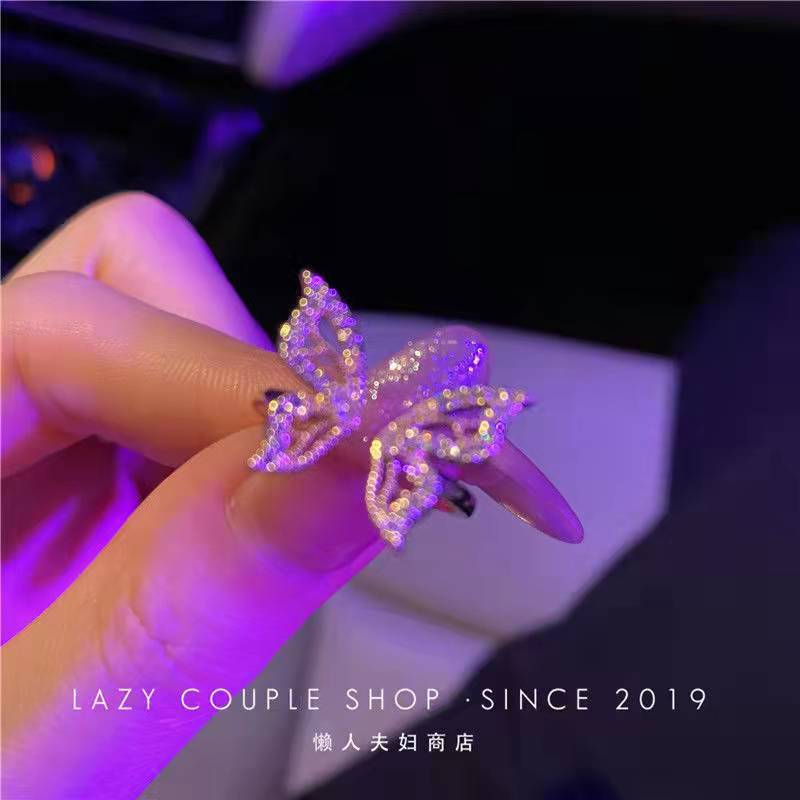 軽奢氷河超白ジルコンブルーリング女性向けニッチデザイン人差し指リングシンプル高級感指輪卸売