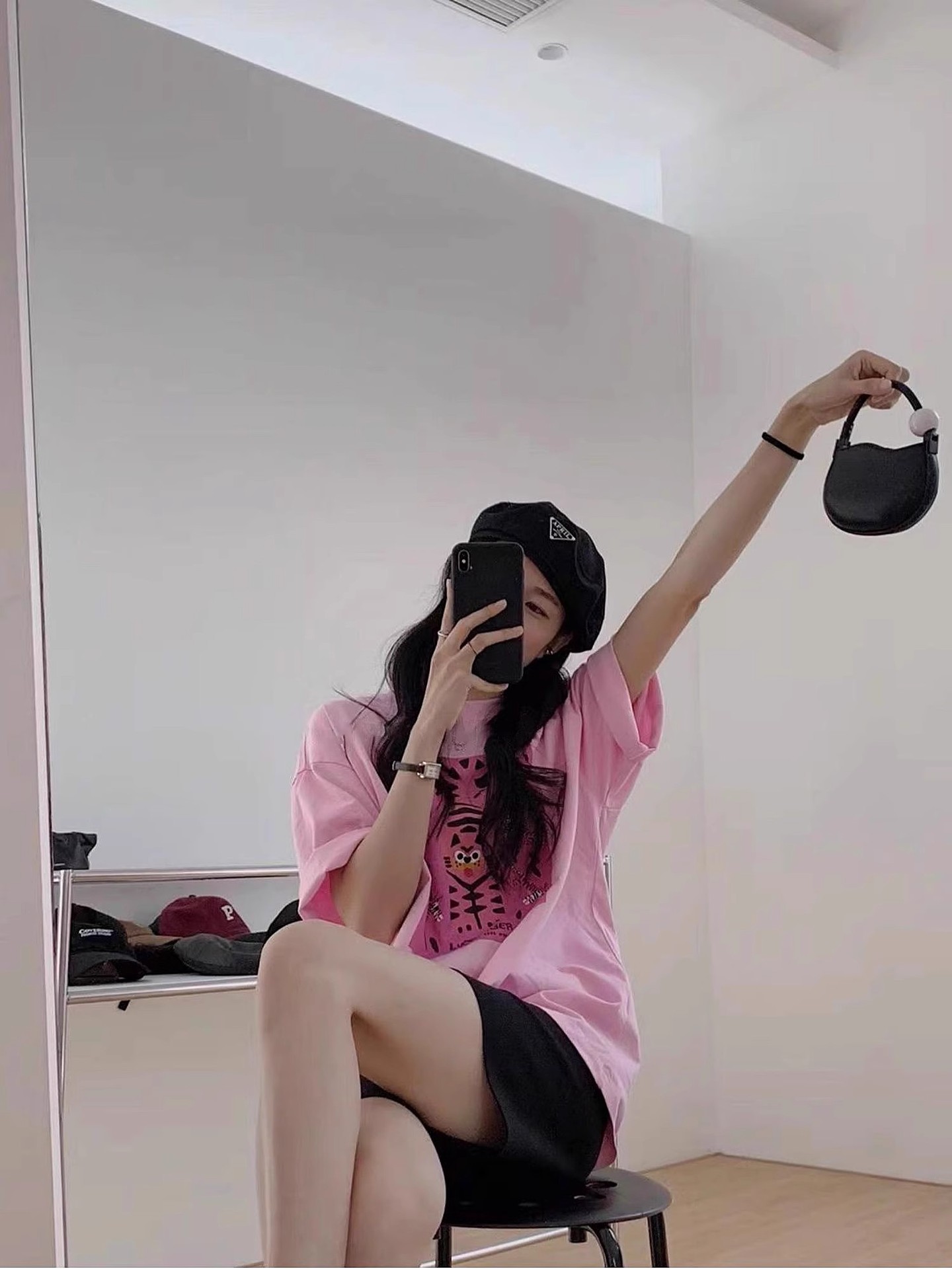 퓨어 코튼 핑크 반팔 티셔츠 여성용 뉴 여름 루즈 하이 엔드 에이지-패셔너블 올 매치 반소매 니치 탑