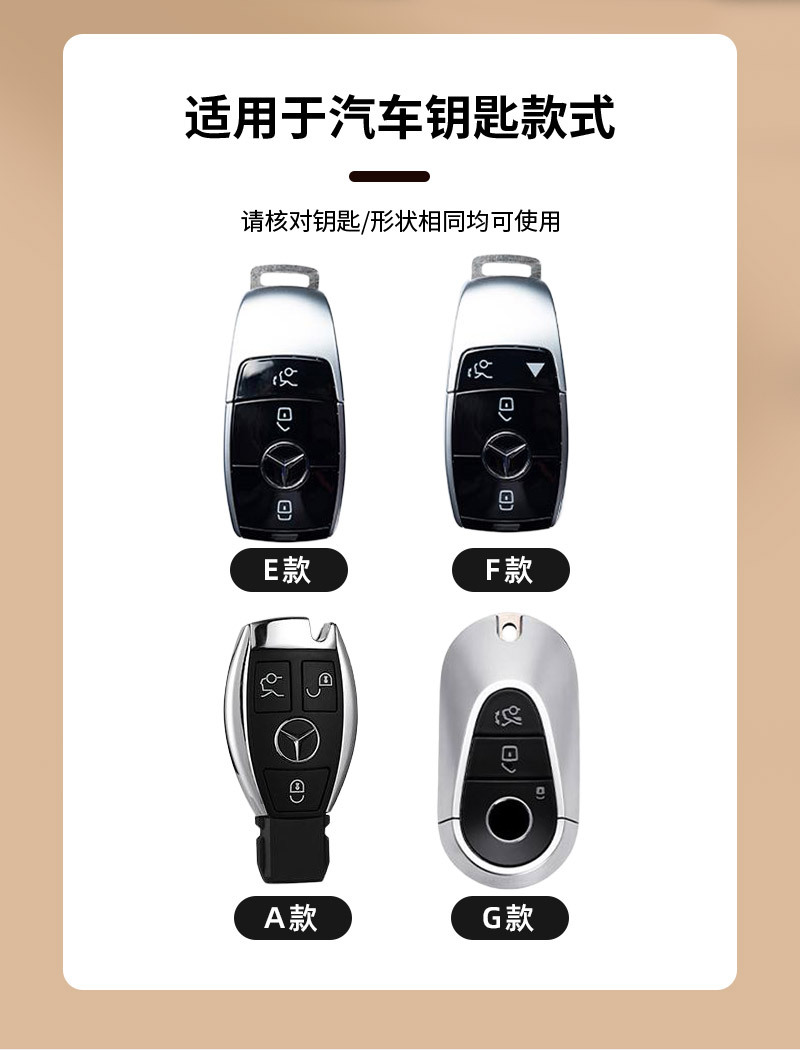 Suitable for 25 Mercedes-Benz Glc300L Key Covers New C260L Male C200L Shell Buckle S450 Bag E300L Car Eqe