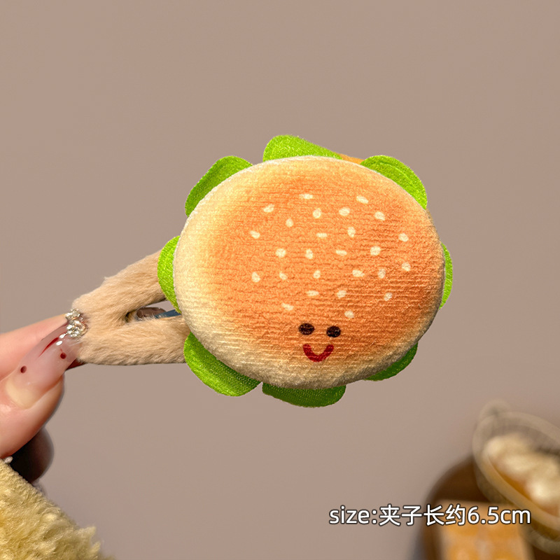 卡通可爱汉堡面包发夹仿真食物趣味搞怪刘海边夹少女甜美发卡发饰|undefined