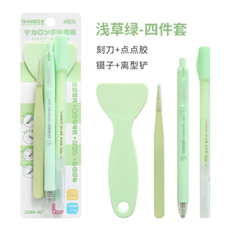 Cuentas de mano de buena reputación artefacto de 4 piezas de dispensación de pegamento y cuchillo de cerámica pequeño cuchillo amarillo cuchillo artístico cuchillo de corte pegatinas de cuentas de mano DI