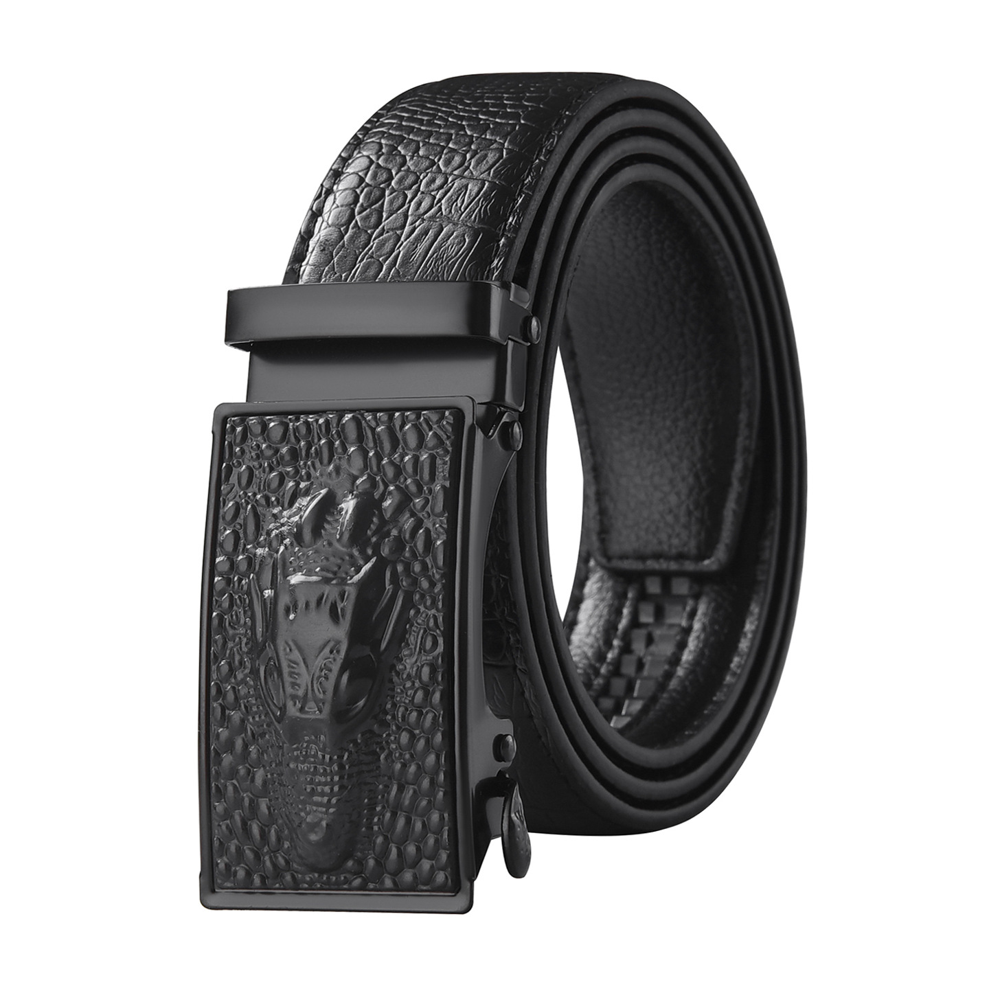Cinturón negro de cabeza de cocodrilo