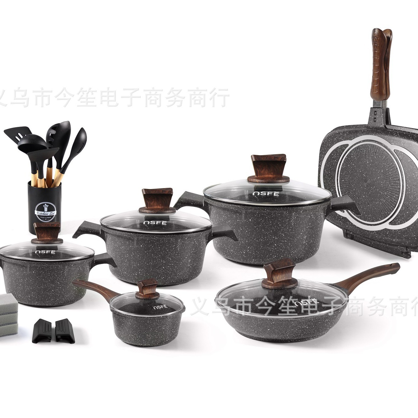 USFE23 Piece Set Maifanite Soup Pot Non-stick Pot Household Gas Induction Cooker Universal Binaural Soup Pot Soup Pot