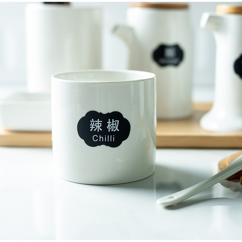 Cocina sal MSG condimento caja tarro de cerámica combinación única hogar comercial vinagre japonés botella LOGO producción