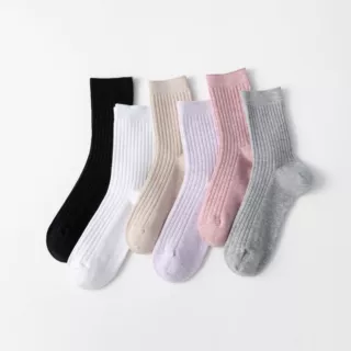 【贴牌定制】袜子纯棉中筒女袜秋冬厚款全棉长袜吸汗防臭厂家批发