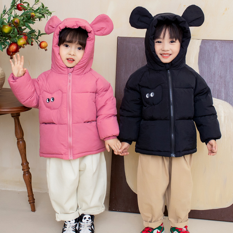 children Cotton baby Cartoon Big ears cotton-padded clothes Boy girl Autumn and winter Hooded coat Children's clothing coat wholesale