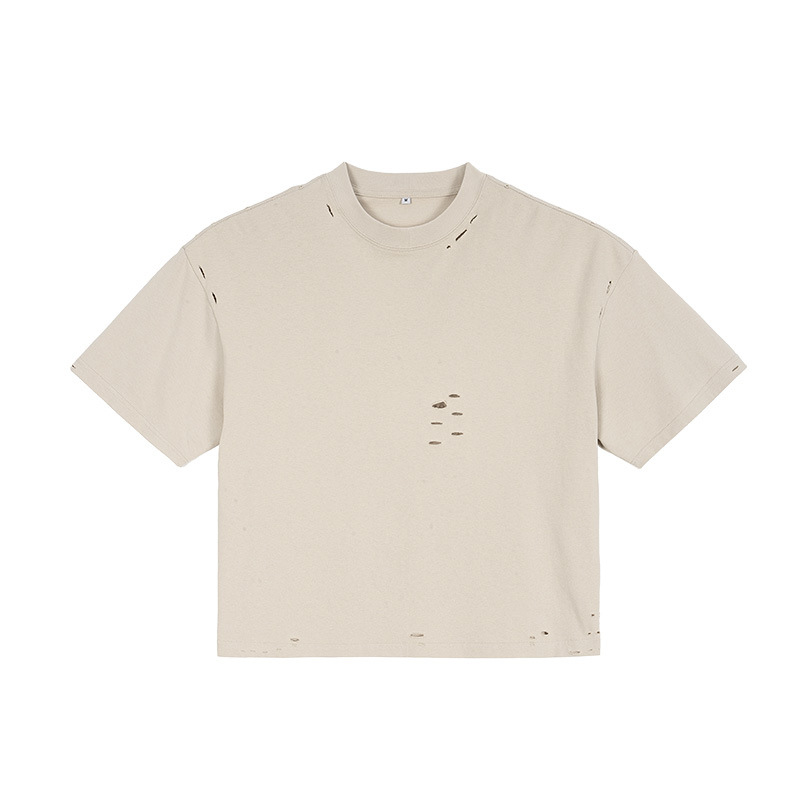 ETAI Hombre| American Street tide retro desgaste camiseta de hombre de color sólido de alta calidad pesada 100% algodón corto ancho mangas cortas