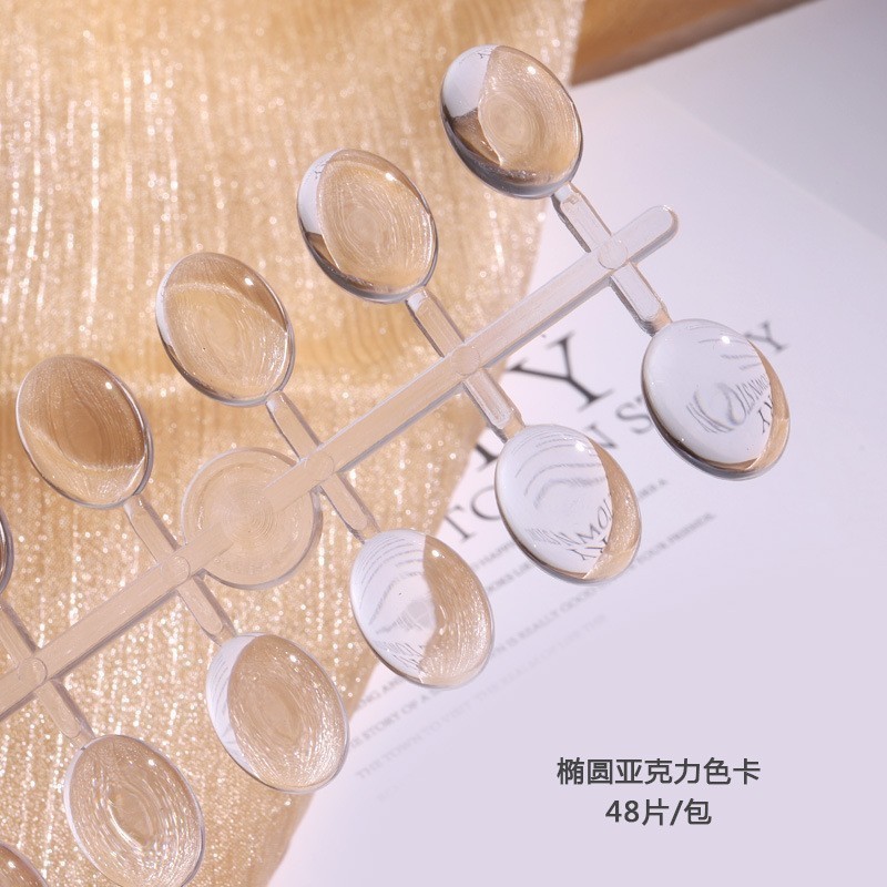 Herramientas de uñas transfronterizas 50 piezas de esmalte de uñas muestra de pegamento de esmalte de uñas, tarjeta de color trapezoidal puntiaguda de cabeza plana, pieza de práctica de uñas