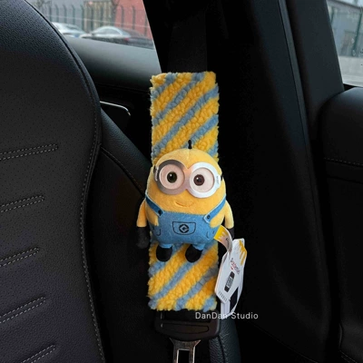 Authentic Minion Tim Bear Seat belt shoulder pad - bob-blue-and-yellow-pattern-shoulder-pads-1