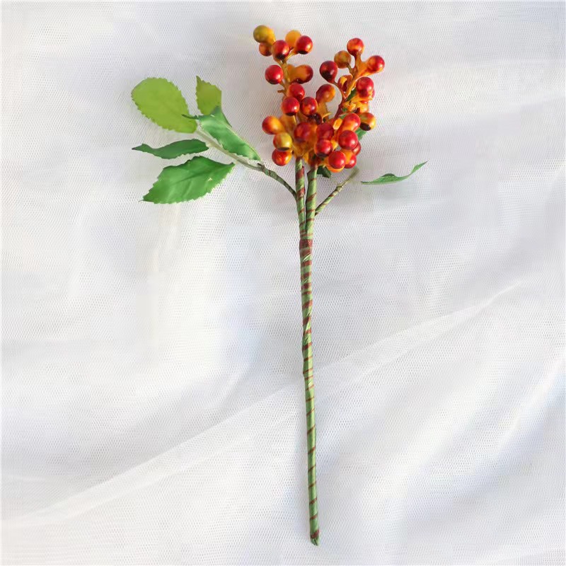 Decoración de Año Nuevo, Pequeña Flor de Acacia para Mesa, Arreglo Floral para el Hogar, Bayas, Fruta Navideña, Pequeña Fruta Roja, Flor Artificial, Fruta de la Abundancia