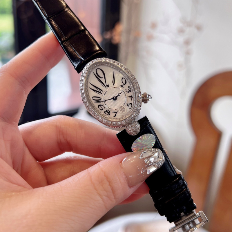 Manufacturer's Popular Pigeon Egg Quartz Women's Watch with Full Diamond Inlay, Casual Style, Trendy Oval Pebble-Shaped Women's Watch with Leather Strap Manufacturer's Popular Pigeon Egg Quartz Women's Watch with Full Diamond Inlay, Casual Style, Trendy Oval Pebble-Shaped Women's Watch with Leather Strap