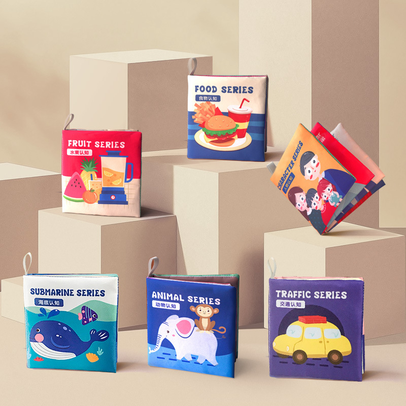 Libro de tela bilingüe para bebés, libro de tela tridimensional de educación temprana para bebés de 0 - 1 años de edad puede roer juguetes de rompecabezas