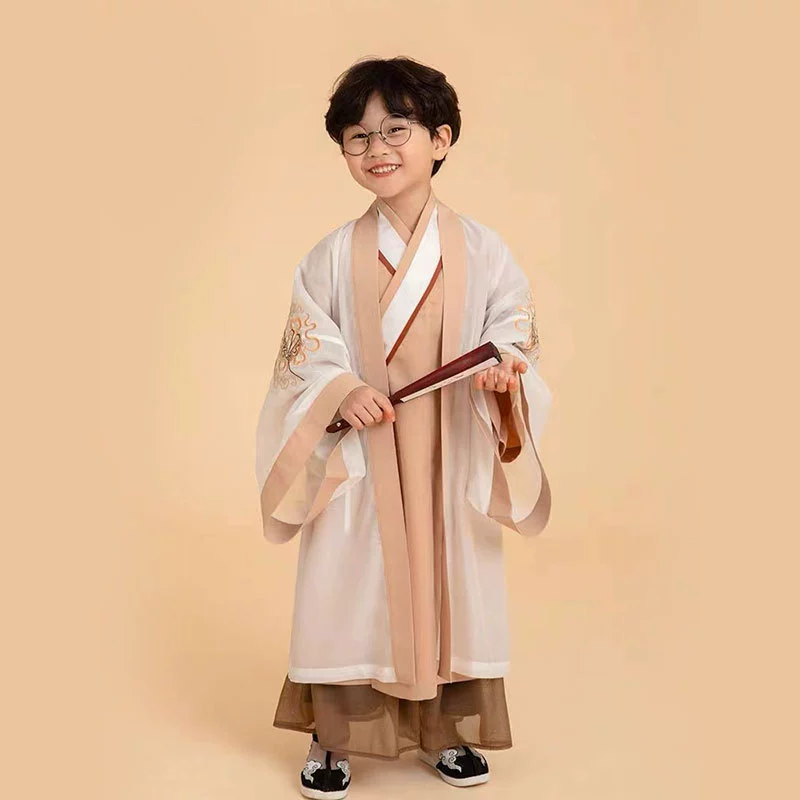 Детский старинный костюм Hanfu для мальчиков, костюм для выступлений в китайском стиле, трехсимвольный костюм Sutra Di Zi Gui, производители костюмов для выступлений в наличии