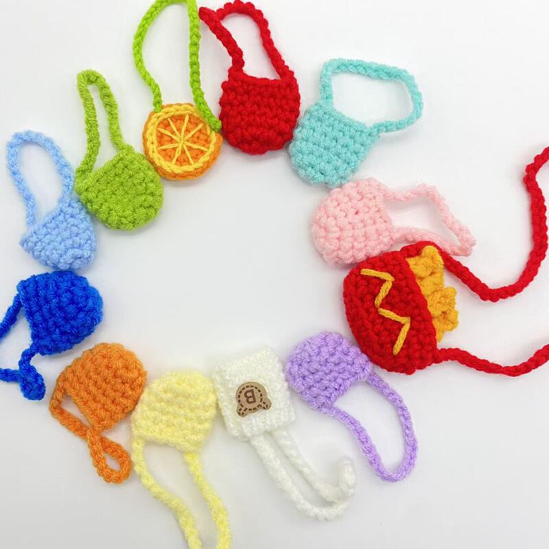 Mini Mobile Phone Bag, Crossbody Bag, Bluetooth Earphone Bag, Handmade DIY Crochet Knitted Wool Hollow Colorful Bag