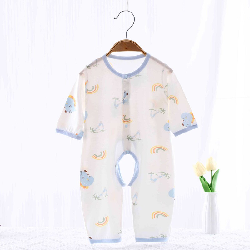 Baby Summer Open-Crotch Jumpsuit, Seamless, Long-Sleeve, Long-Pants, Cool for Air-Conditioned Rooms, Newborn Baby Sleeping Clothes Baby Summer Open-Crotch Jumpsuit, Seamless, Long-Sleeve, Long-Pants, Cool for Air-Conditioned Rooms, Newborn Baby Sleeping Clothes