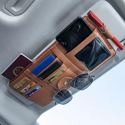 Car Glasses Clip/Bill Clip Leather Storage Bag Card Holder