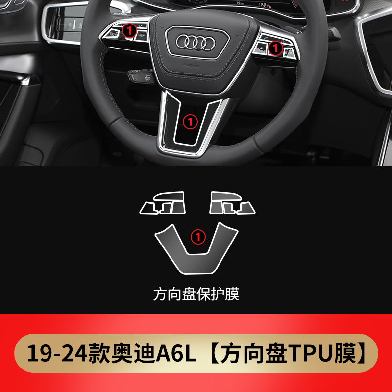 Audi Steering Wheel Protective Film for Audi A6L Interior Decoration (Car paint protective film) - 19-24-audi-a6l-steering-wheel-film-tpu-self-repair-soft-film-dedicated-car