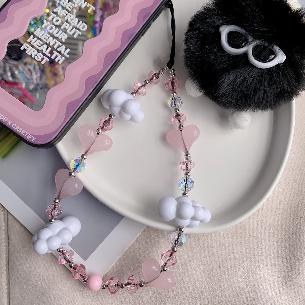 Kkbead nueva cadena de teléfono móvil I niñas teléfono móvil colgante joyería Rosa amor nube teléfono móvil cuerda teléfono móvil caso colgante