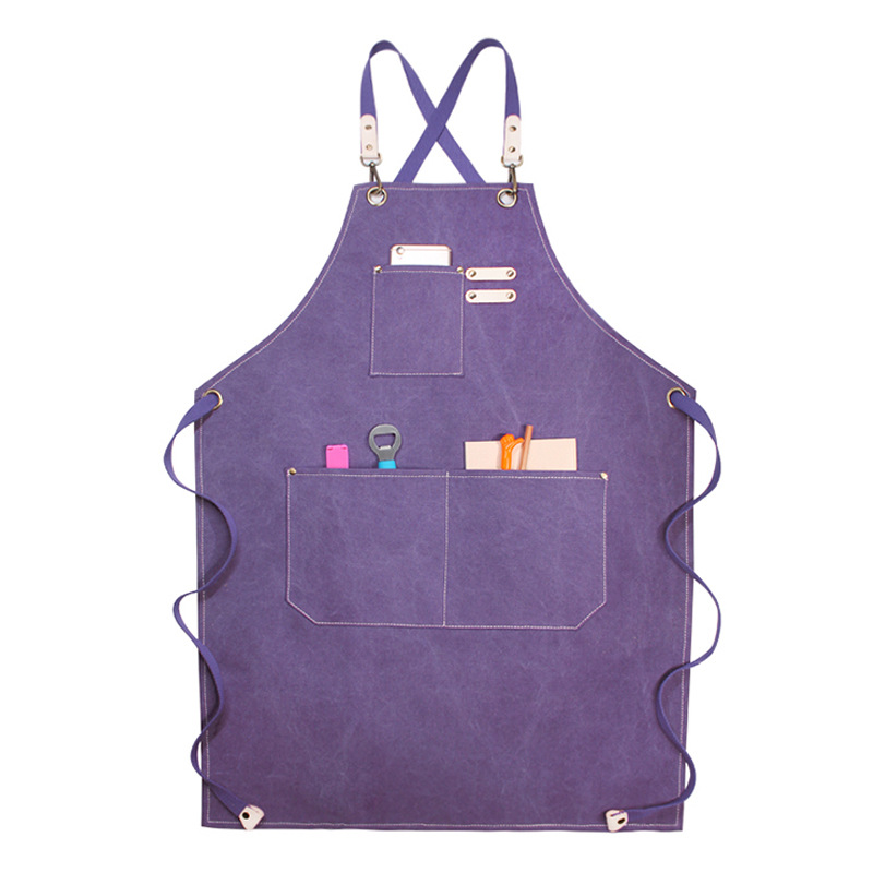 Amazon engrosada lienzo delantal logotipo personalizado leche té tienda bar chef peluquería guardapolvos delantal al por mayor