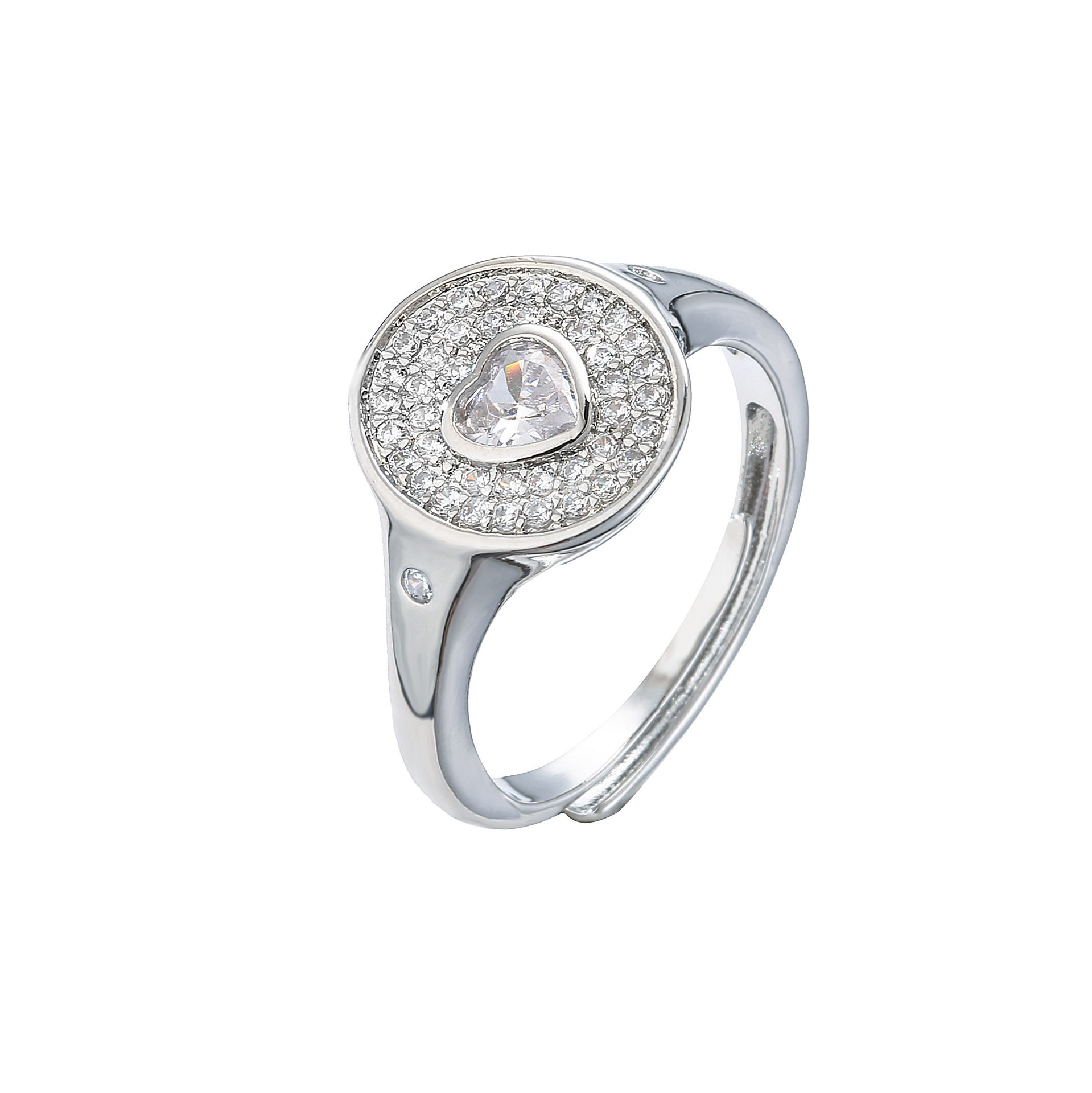 Fashion Heart Shape Copper Plating Inlay Zircon Rings 1 Piece