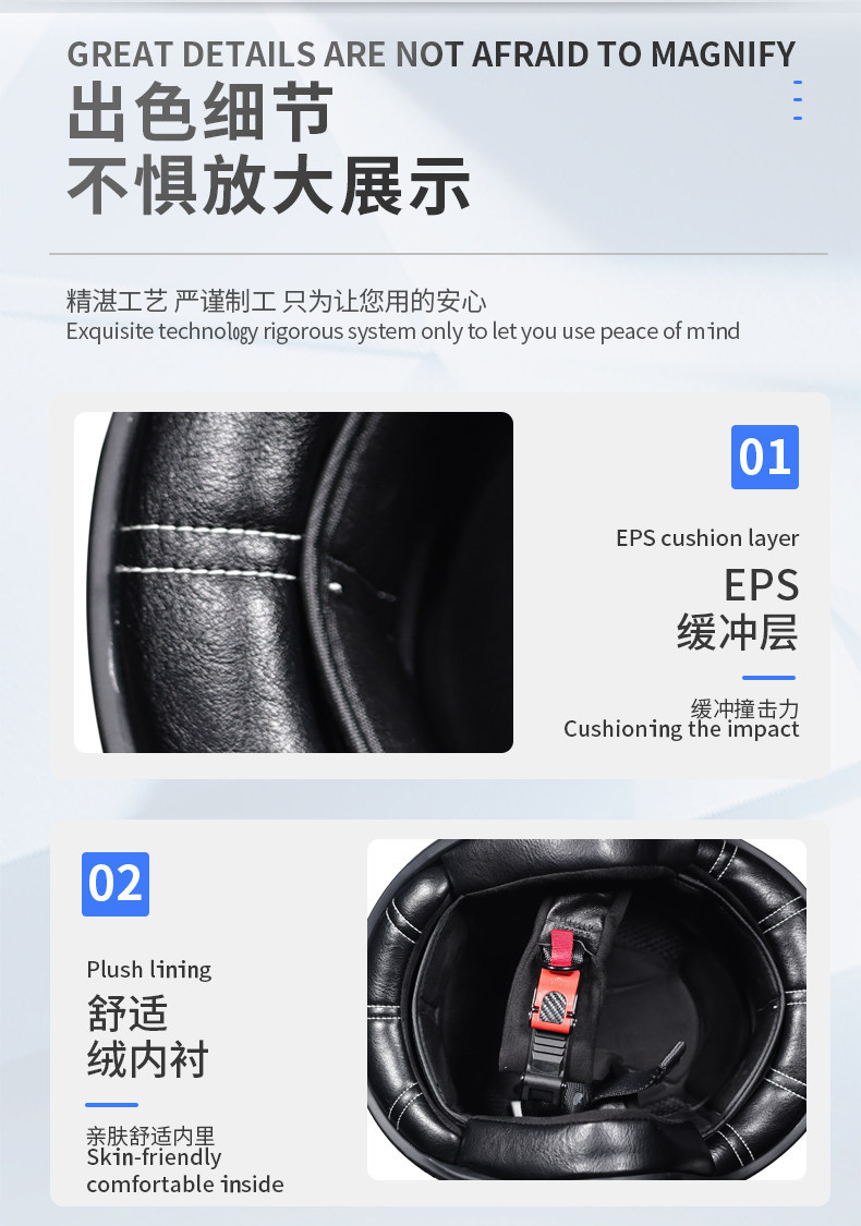 Motorcycle Safety Helmet for Men and Women, 3C Certified 3/4 Helmet, Retro Half Helmet, Motorbike Helmet, Suitable for All Seasons, Can Be Equipped with Bluetooth Headphones