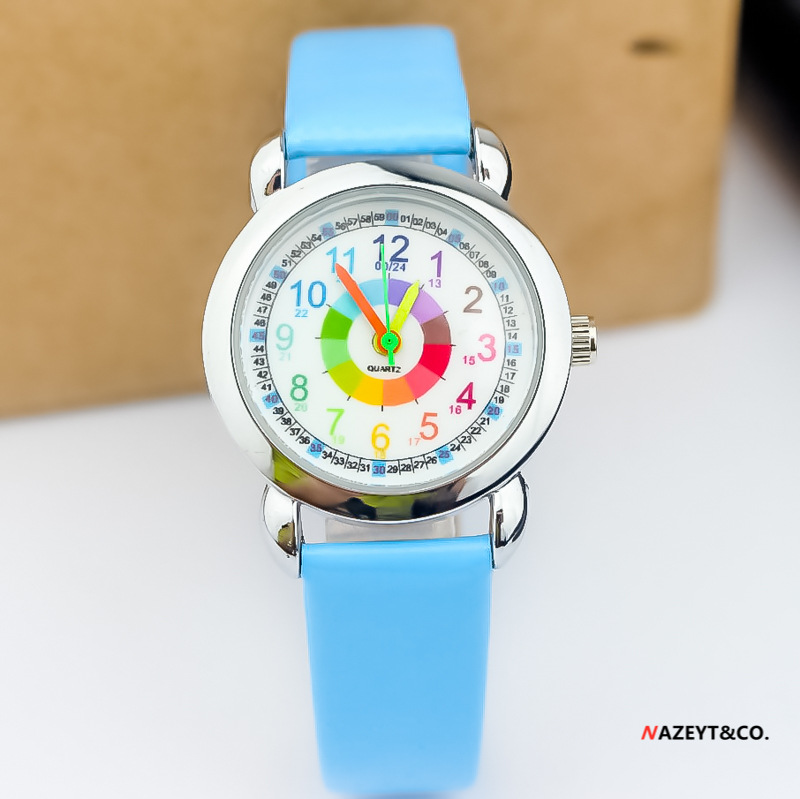 2021 nuevo reloj de cinturón para niños color palabra color anillo niños y niñas reloj de cuarzo