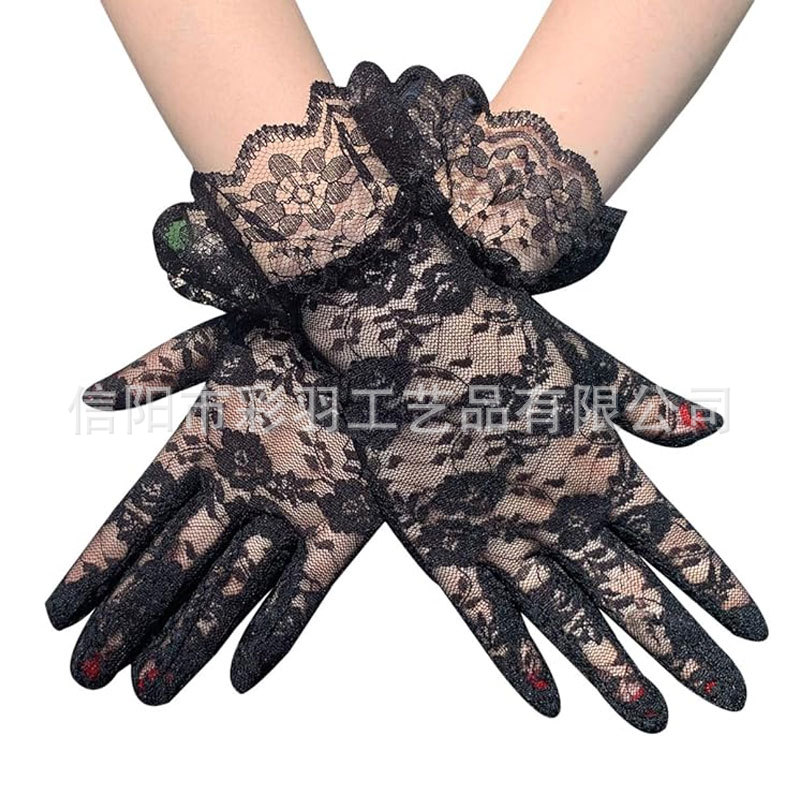 2022 Bridal Wedding Dress Lace Solid Color Headpiece with Gloves for Wedding, Short Style for Prom and Banquet