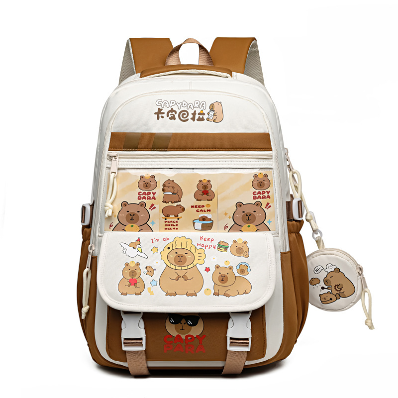 Nueva mochila escolar Kapibala linda mochila de dibujos animados para estudiantes de primaria y secundaria mochila de ocio japonesa con reducción de carga de gran capacidad
