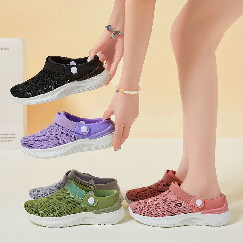 Zapatos de mujer 2025 verano transfronterizo al por mayor un pie de zapatos de tela plana transpirables zapatillas de moda casual