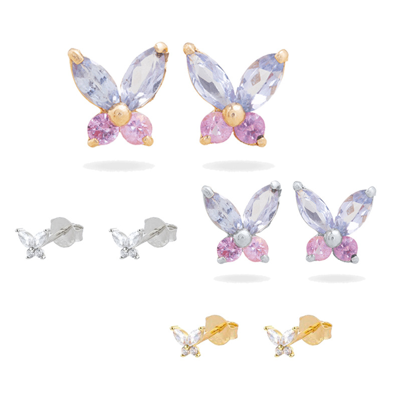 Cross-border Sterling Silver Needle Butterfly Studs Women's Japanese And Korean Temperamental Exquisite High-grade Earrings Super Fairy Mori Style Earring Ornament display picture 8