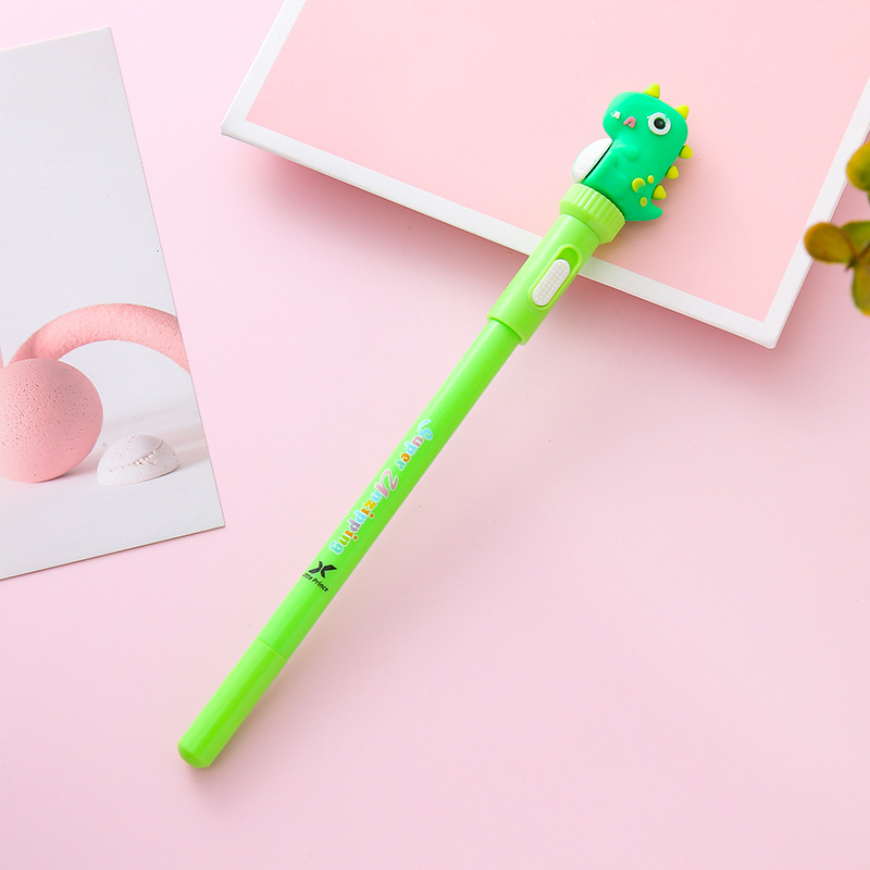 Bolígrafo de góner de dinosaurio con luz, papelería creativa, descompresión para estudiantes, bolígrafo giratorio, herramienta de escritura, bolígrafo de agua, bolígrafo de oficina, bolígrafo de firma
