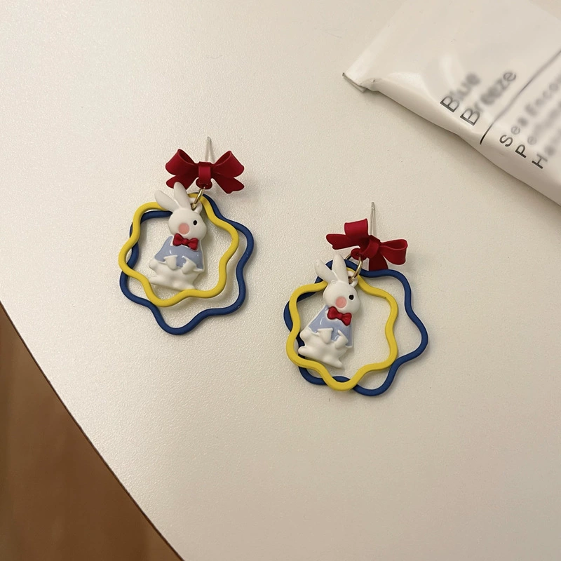 Японские милые серьги с серебряной иглой, мультяшный дизайн с бантом, серебро 925