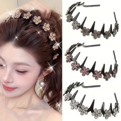 女性用ウェーブヘアフープ、前髪ヘアピン、レイジーヘア編み込みヘアフープ、シンプルで多用途、滑り止めヘアピン、フラワーヘアフープ