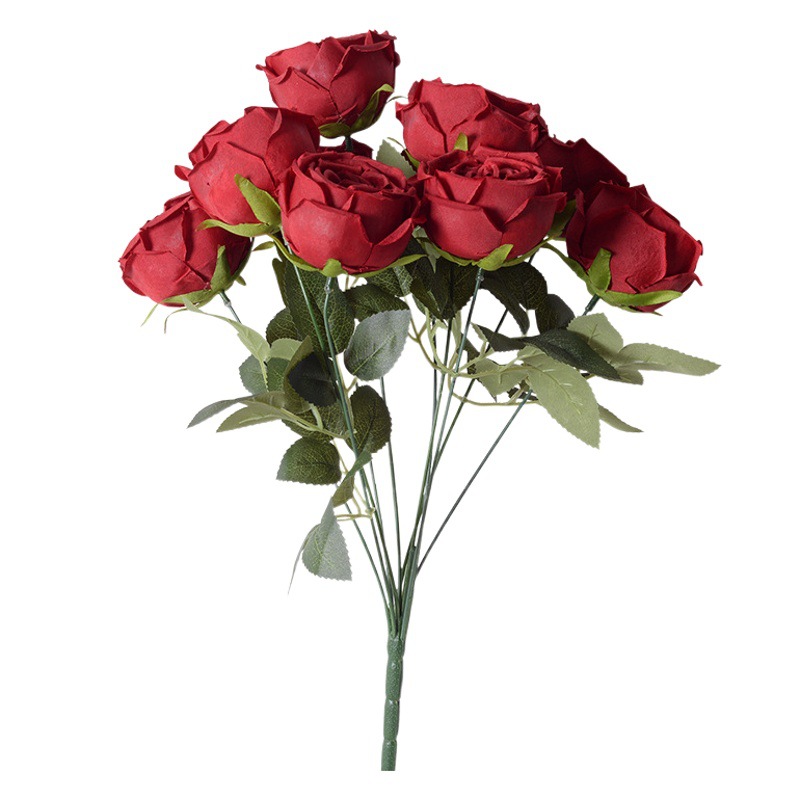 Rosa artificial 10-cabeza imperial concubina Rosa mango ramo novia celebración flor Europea boda Hotel auditorio decoración del hogar flor falsa