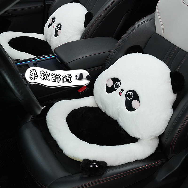 Cute Panda Car Seat Cushion Winter Warm Plush Car Seat Cushion Cute Car Interior Supplies For Women