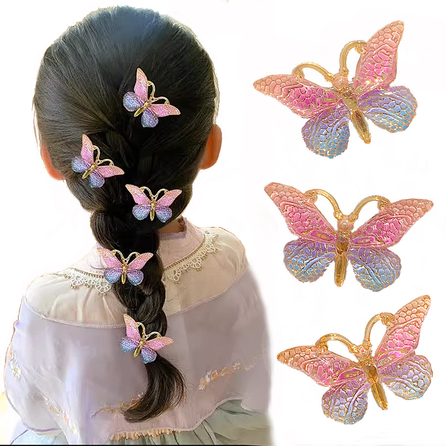 5 piezas mariposa horquilla accesorios para el cabello de las niñas dulce tocado horquilla accesorios de color degradado accesorios para niños clip
