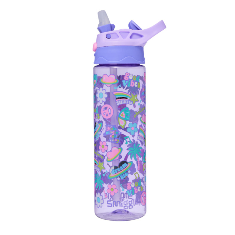 Taza de agua con pajita smiggle australiana Taza ligera y transparente para niños y niñas Taza de agua de 650ml de gran capacidad